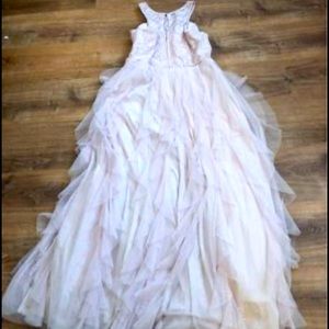 Pink sparkly corkscrew style sleeveless prom dress size 15